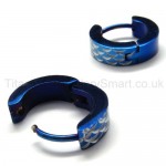 Blue Engraved Titanium Loop Earrings 18095