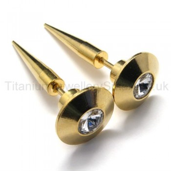 Gold Hobnail Titanium Earrings 18453