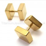 Gold Titanium Boxes Barbell Earrings 18527