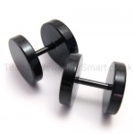 Black Titanium Barbell Earrings 18528