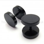 Black Titanium Barbell Earrings 18528