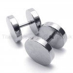 Silver Titanium Barbell Earrings 18529