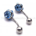 Silver Slim Titanium Blue Diamond Earrings 18535