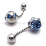 Silver Slim Titanium Blue Diamond Earrings 18535