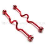 Red Twisty Titanium Earrings 18544