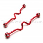 Red Twisty Titanium Earrings 18544