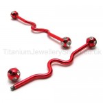 Red Twisty Titanium Earrings 18544