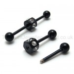 Black Slim Titanium Inlayed Diamonds Earrings 18546