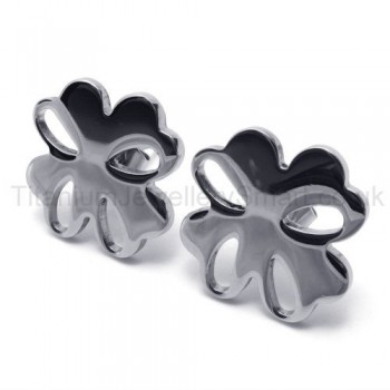 Silver Flower Titanium Earrings 18557