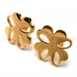 Gold Flower Titanium Earrings 18558