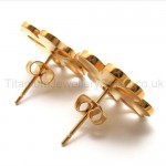 Gold Flower Titanium Earrings 18558