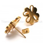 Gold Flower Titanium Earrings 18558