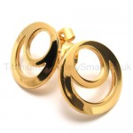 Gold Two-loop Titanium Earrings 18562