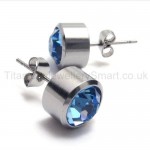 Silver Tank Titanium Blue Diamond Earrings 18563