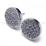 Engraved Silver Titanium Earrings 18565