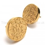 Engraved Gold Titanium Earrings 18566