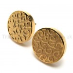 Engraved Gold Titanium Earrings 18566