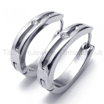 Silver Smart Titanium Inlayed Diamond Earrings 18569