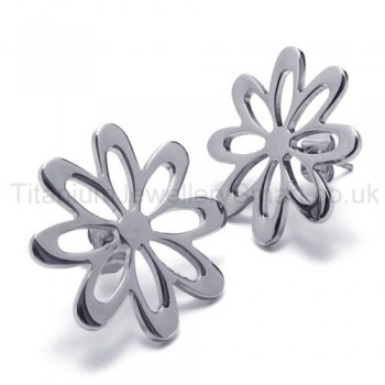 Silver Flower Cute Titanium Earrings 18570