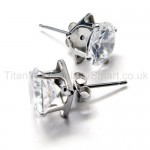 Inlayed Diamond Titanium Earrings 18573