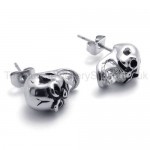 Inlayed Diamond Skull Titanium Earrings 19981