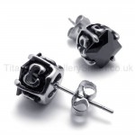 Black Retro Bud Titanium Earrings 20259