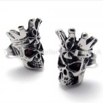 Red Eyes Skull Titanium Earrings 20335