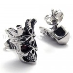 Red Eyes Skull Titanium Earrings 20335