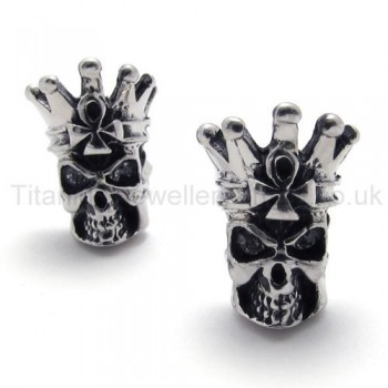 White Eyes Skull Titanium Earrings 20336