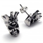 White Eyes Skull Titanium Earrings 20336