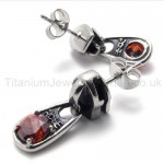 Red Diamond Retro Titanium Earrings 20338