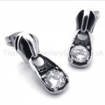 White Diamond Retro Titanium Earrings 20340