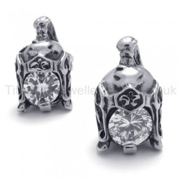 Helmet Retro Titanium With Diamond Earrings 20343