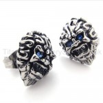 With Blue-eyes Lion Retro Titanium Earrings 20345