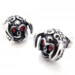 Cattle Skull With Red Eyes Titanium Earrings 20349