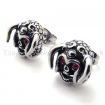 Cattle Skull With Red Eyes Titanium Earrings 20349