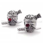 Sword and Skull With One Red Eye STitanium Earrings 20350