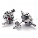 Sword and Skull With One Red Eye STitanium Earrings 20350