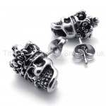 White-eyes Crown Skull Titanium Earrings 20352