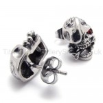 One Red Eye Skull Titanium Earrings 20355