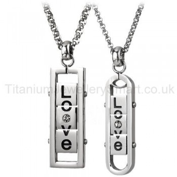 Turnable "Love" Titanium Lovers Pendants