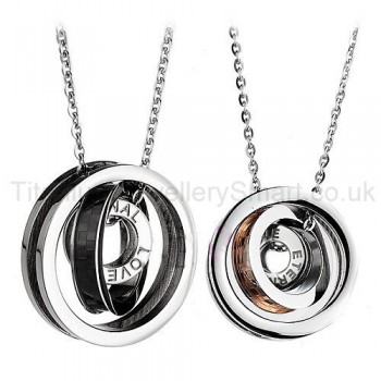 "Eternal Love" Three Circles Titanium Lovers Pendants