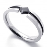 Fashion Black Gem Titanium Ring 20390