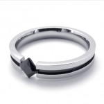 Fashion Black Gem Titanium Ring 20390