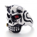 Skull With Red Rhinestone Titanium Ring 20945