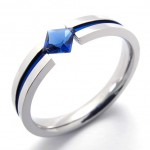 Blue Rhinestone Titanium Ring 20391