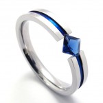 Blue Rhinestone Titanium Ring 20391