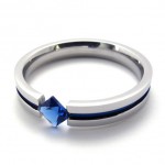 Blue Rhinestone Titanium Ring 20391