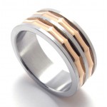 Coffee Gold Accent Titanium Ring 20809