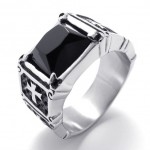 Cross Black Rhinestone Titanium Ring 20785